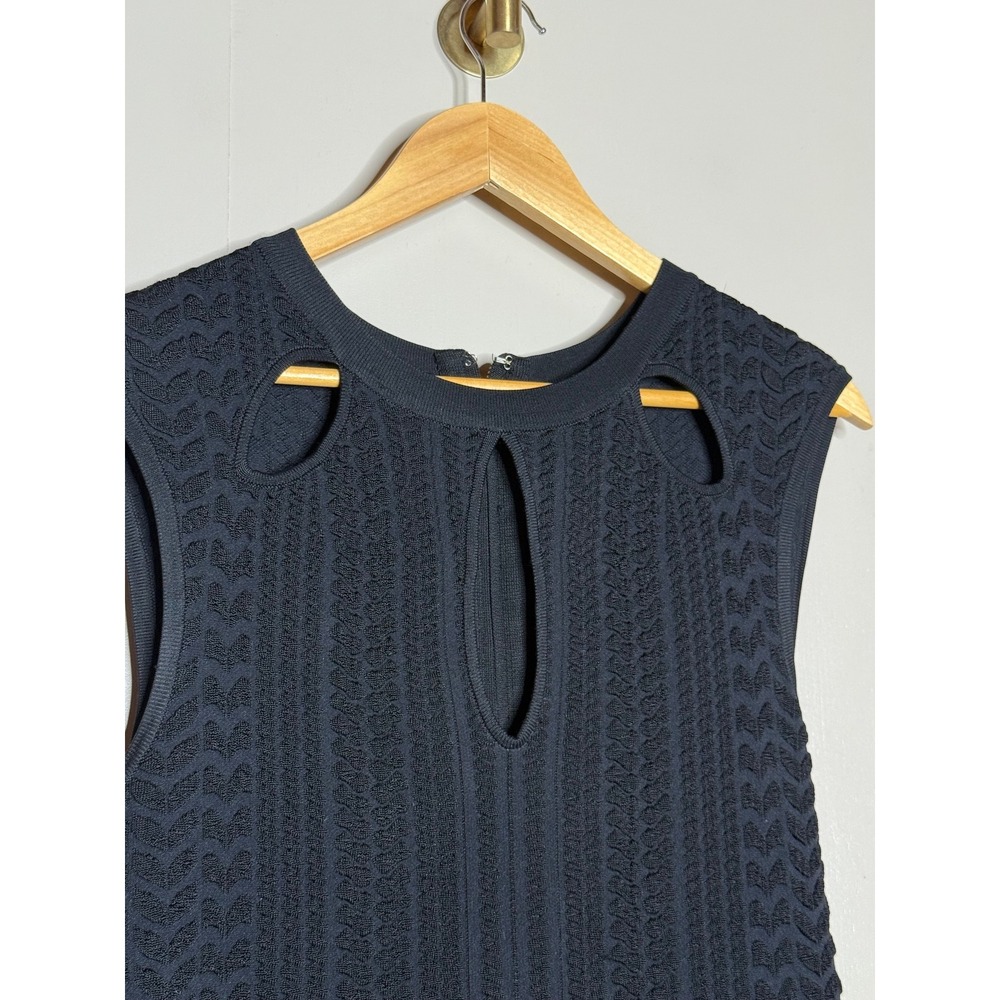 Bebe Textured Black Bodycon Sweater Dress Cutout Midi Large - Picture 5 of 10